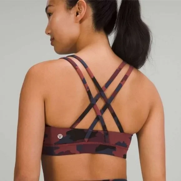 Lululemon Size 4 Energy Sports Bra Heritage 365 Camo Smoky Red Night Strappy Gym - Picture 4 of 9